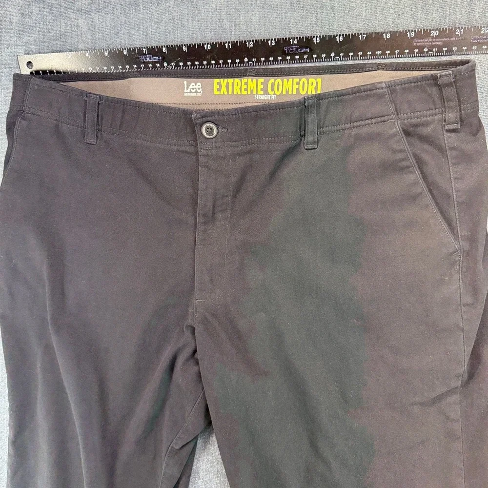 Lee Extreme Comfort Pants Mens 46x30 Black Cotton Blend Straight Chino Gorpcore